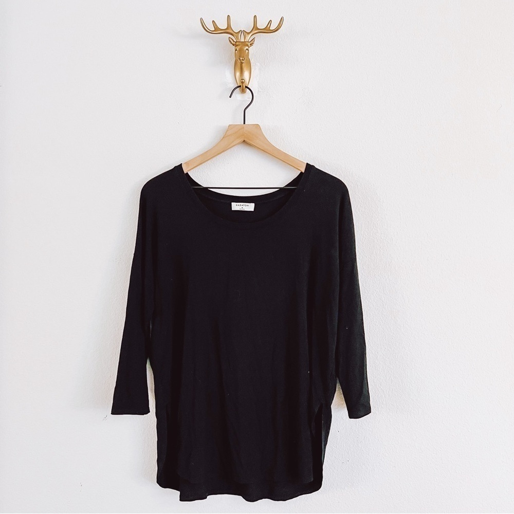 Babaton Women's Black 3/4 Sleeve Blouse Top Size Medium